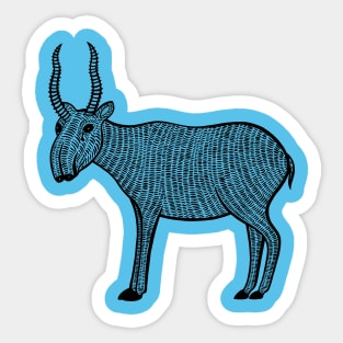 Saiga Antelope - hand drawn detailed animal design Sticker